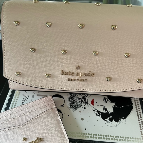 Kate Spade New York Staci Studded Hearts Flap Crossbody bag with card holder - Picture 3 of 14